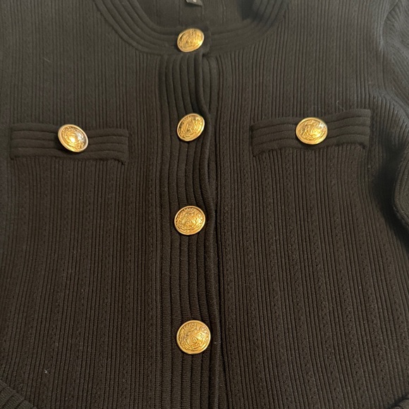 Express Black Ribbed Blazer with Gold Accents - Picture 3 of 3